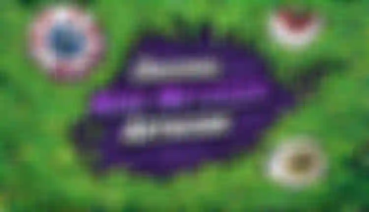 Green slime pattern with three cartoon eyeballs surrounding the text "Original Mike Metzger Artwork" on a purple background.