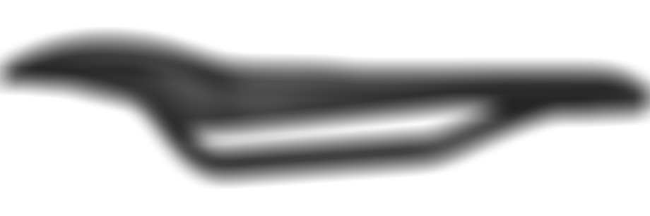 Side view of a sleek black bicycle saddle with ergonomic contours and measurement markings on the underside, set against a black background.
