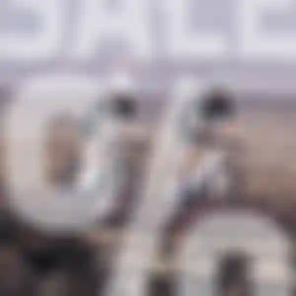 Two cyclists riding on a trail with large "SALE %" text overlaying the image.