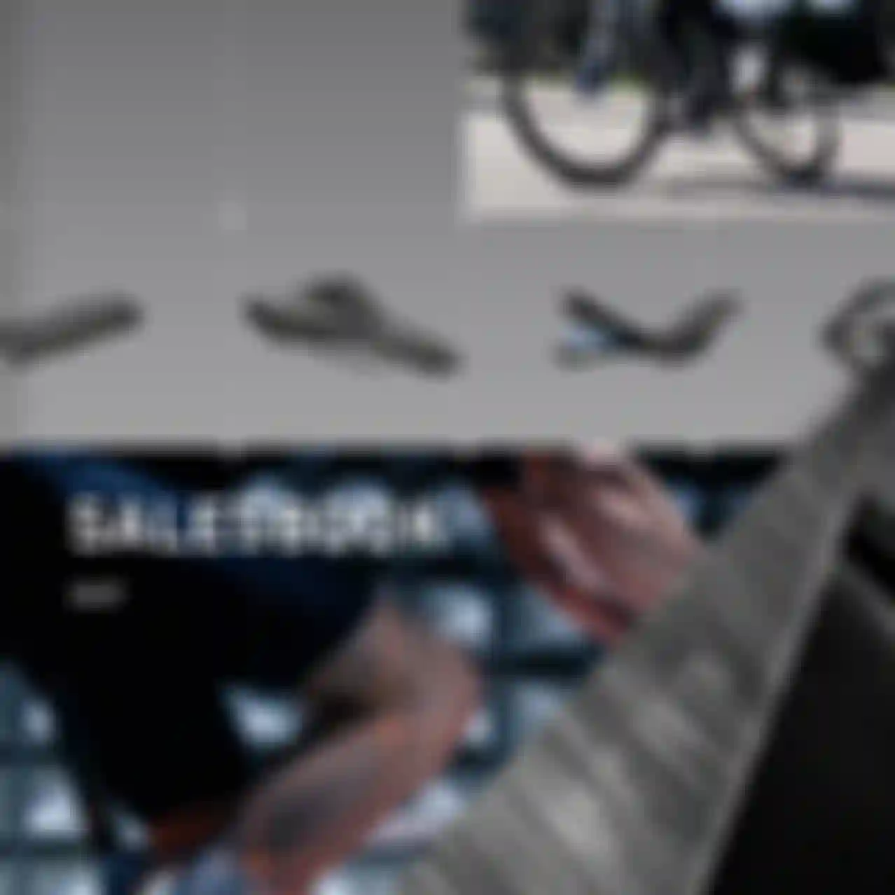Cyclist in motion; SQlab Salesbook 2027 cover features bike parts and geometric design elements.