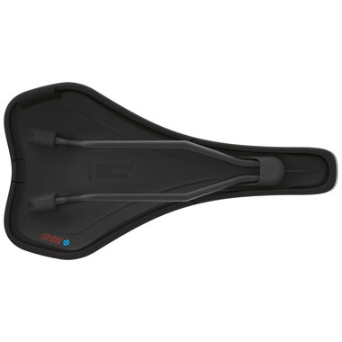SQlab 612 ERGOWAVE® bike saddle in black, bottom view showing twin-rail system