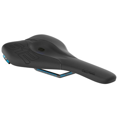 SQlab 612 ERGOWAVE® bike saddle in black with teal rail accents