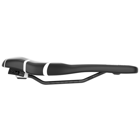 SQlab 6OX ERGOWAVE active Timmy C bike saddle in black and white, side view