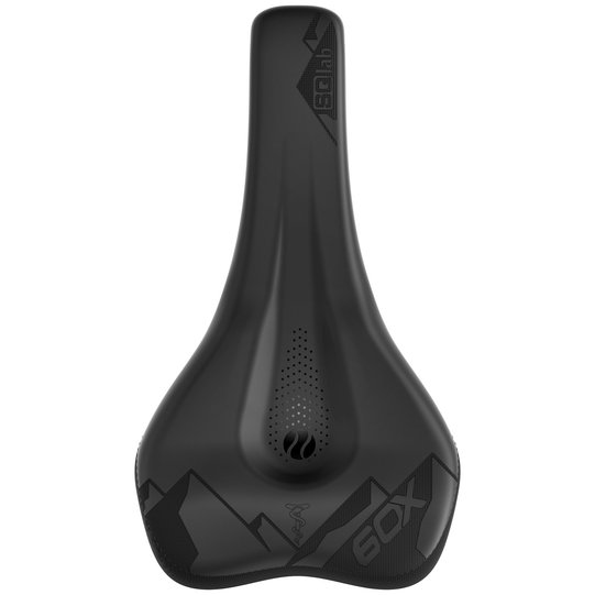 SQlab 6OX Ergowave active bicycle saddle in black, top view