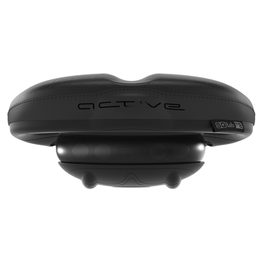 SQlab 621 ERGOLUX active 2.0 bike saddle in black rear view with active dampener system