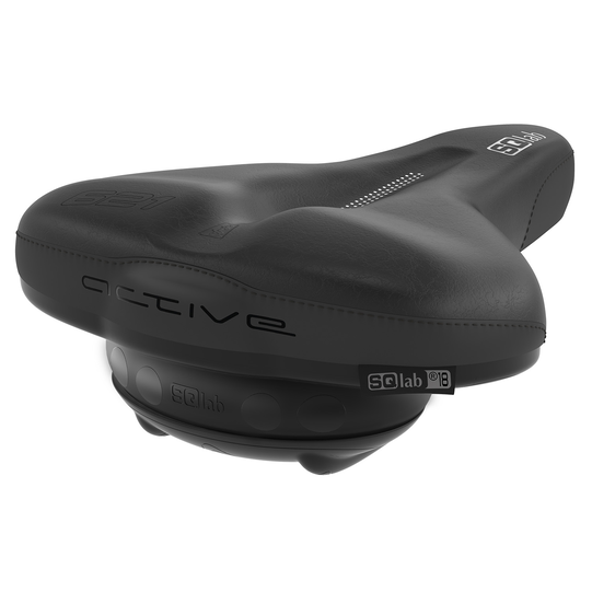 SQlab 621 ERGOLUX active 2.0 comfort saddle in black with dual-wave surface and active dampener