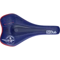 SQlab 611 Ergowave active Wings for Life MTB saddle in navy blue and red, top view