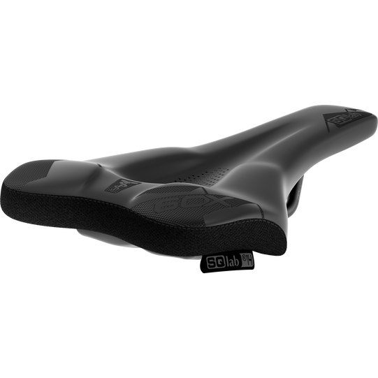 SQlab 6OX ERGOWAVE active 2.1 MTB saddle in black, three-quarter view