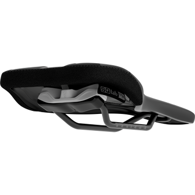 SQlab 6OX ERGOWAVE active MTB saddle in black with active suspension system, three-quarter view