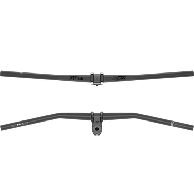 SQlab 3OX Carbon 12° MTB handlebar in dark grey, 31.8mm clamp, riser shape, top and underside studio view