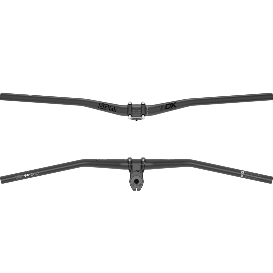 SQlab 3OX MTB handlebar 31.8mm with 12° backsweep in dark grey, front and rear view
