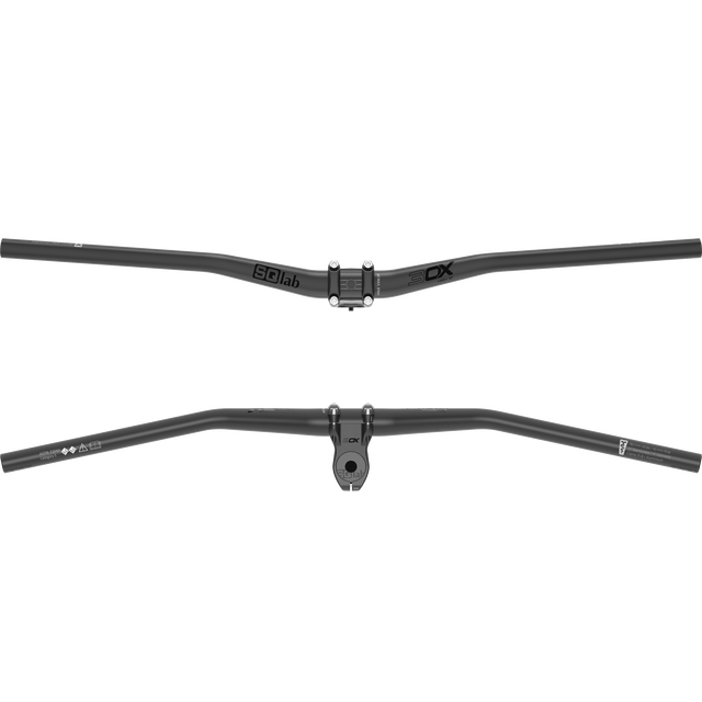 SQlab 3OX MTB handlebar 31.8mm with 12° backsweep in dark grey, front and rear view
