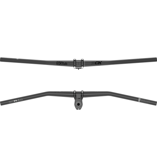 SQlab 3OX Alu MTB handlebar 12° low rise in matte black, 31.8mm clamp, front and angled view