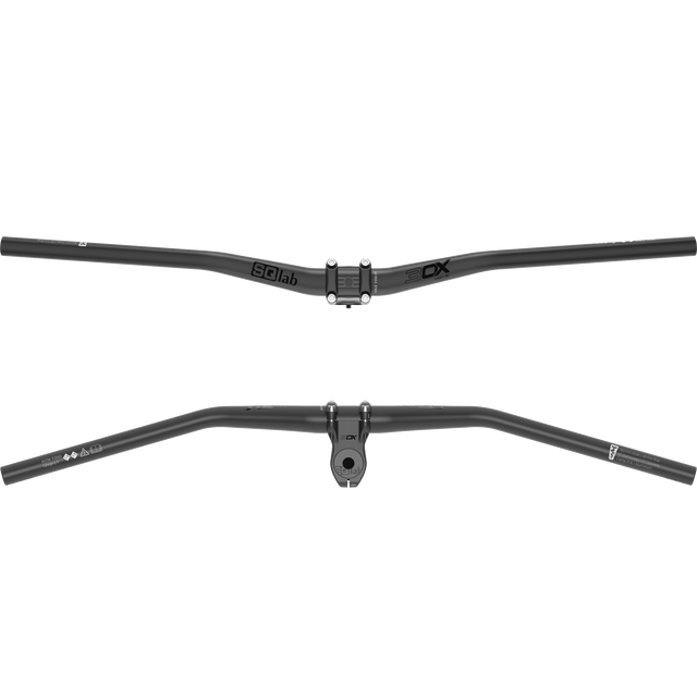 SQlab 3OX Alu MTB handlebar 16° in dark grey with 31.8mm clamp, front and rear view