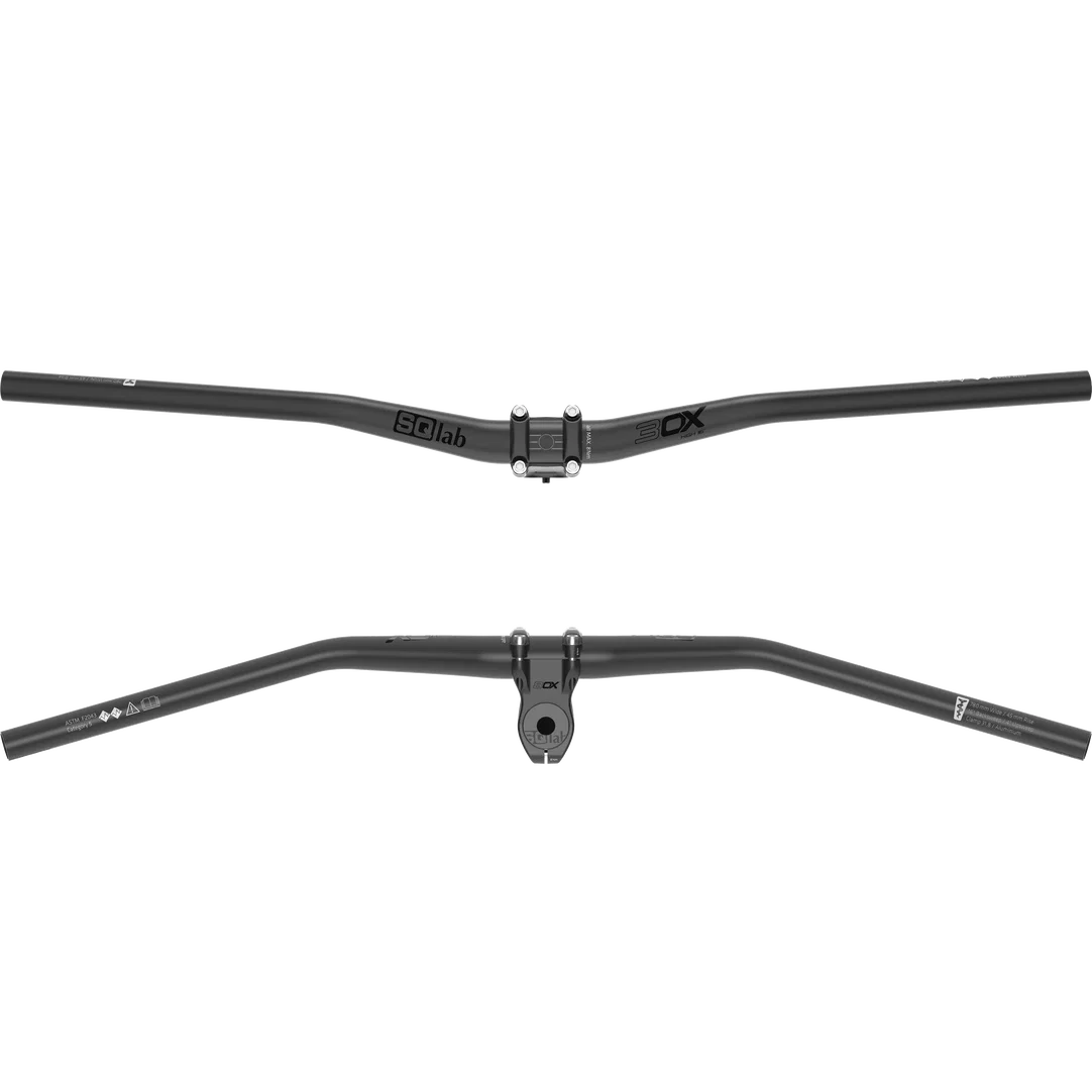 SQlab 3OX Alu MTB handlebar 16° in dark grey with 31.8mm clamp, front and rear view