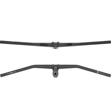 SQlab 3OX alu MTB handlebar 16° low rise in matte black, top and front angle views