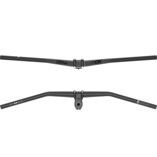 SQlab 3OX Alu MTB handlebar 16° backsweep 31.8mm clamp in matte black, two views