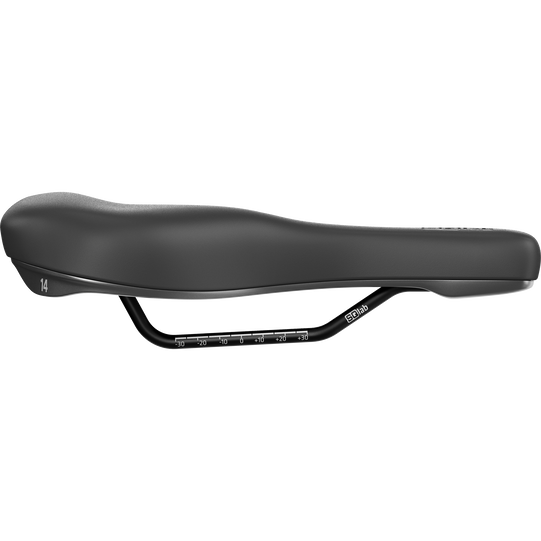 SQlab 601 Ergolux city trekking saddle 14cm in black, side view