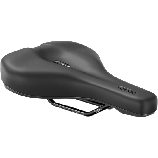 SQlab 601 2.0 Ergolux bike saddle in matte black with step shape and pressure relief channel