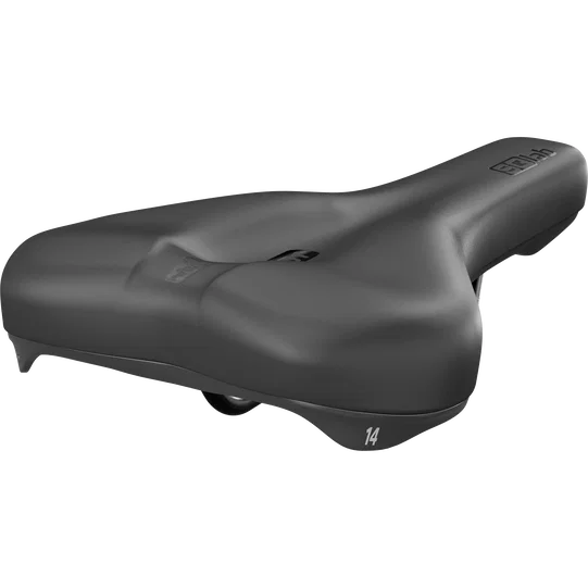 SQlab 601 ERGOLUX Fahrradsattel 14 cm in schwarz, Dreiviertelansicht