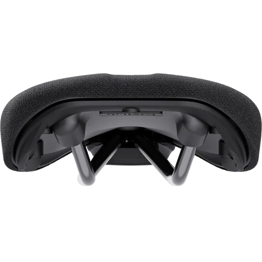 SQlab 6OX Dirt ltd. Stevie Schneider bike saddle in black, rear view showing twin rails