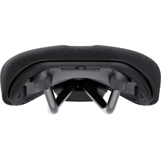 SQlab 6OX Dirt ltd. Stevie Schneider bike saddle in black, rear view showing twin rails