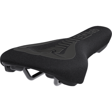SQlab 6OX Dirt Ltd. Stevie Schneider bike saddle in black with textured fabric cover
