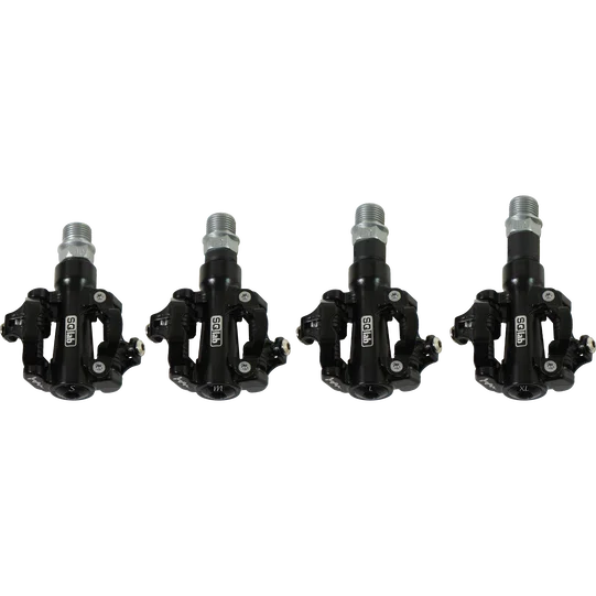SQlab 511 MTB clipless pedals in black – size comparison S, M, L and XL