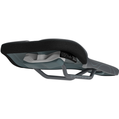 SQlab 6OX ERGOWAVE active MTB-Sattel in schwarz und dunkelgrau, Unterseitenansicht mit aktivem Schienensystem