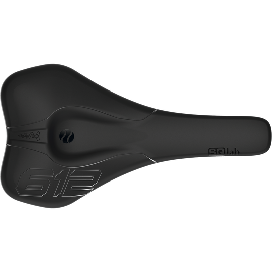 SQlab 612 ERGOWAVE® Carbon saddle in black, top three-quarter view