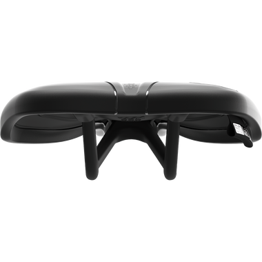 SQlab 612 ERGOWAVE Carbon bike saddle in black, front view with carbon rails