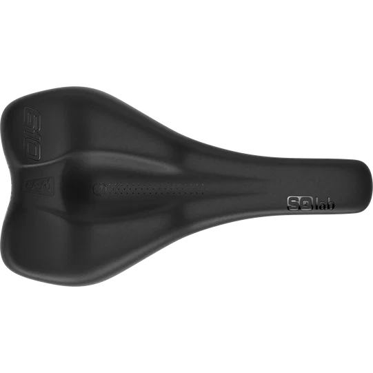 SQlab 610 ERGOLUX active 2.1 bike saddle in black, top view