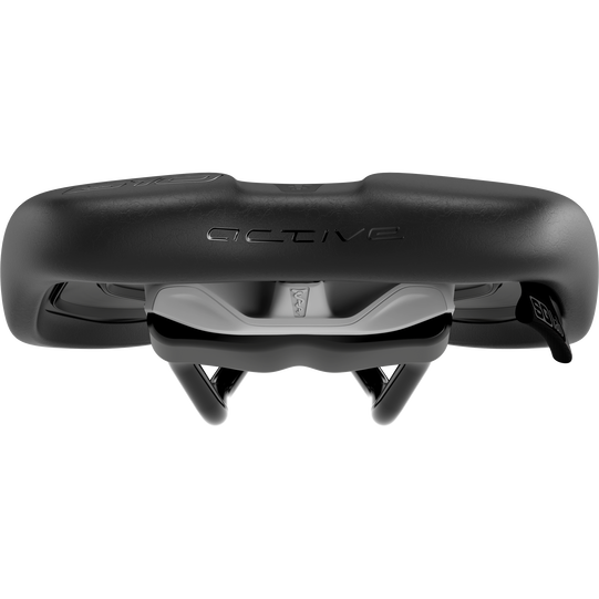 SQlab 610 ERGOLUX active 2.1 Fahrradsattel in schwarz mit Active-Technologie, Frontansicht