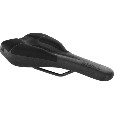 SQlab 610 Infinergy M-D active bike saddle in black, three-quarter view