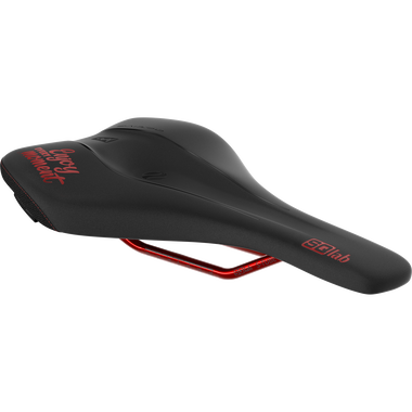 SQlab 611 Ergowave active 2.1 ltd. Enjoy MTB saddle in black with red rails and red lettering