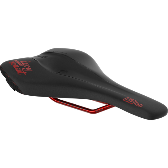 SQlab 611 Ergowave active 2.1 ltd. Enjoy MTB saddle in black with red rails and red lettering