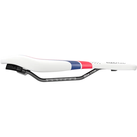 SQlab 612 Ergowave active 2.1 ltd. saddle in white, red and navy blue with S-TUBE rail