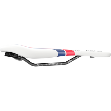 SQlab 612 Ergowave active 2.1 ltd. Sattel in weiß, rot und marineblau mit S-TUBE Schiene