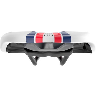 SQlab 612 Ergowave active 2.1 ltd. Wardy Fahrradsattel in weiß, rot und marineblau von vorne
