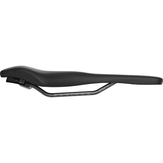 SQlab 614 ERGOWAVE® active gravel saddle in black, side view with S-TUBE rail