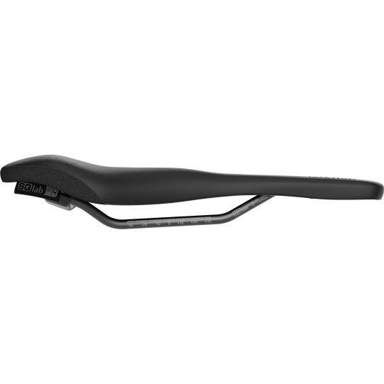 SQlab 614 ERGOWAVE® active gravel saddle in black, side view with S-TUBE rail