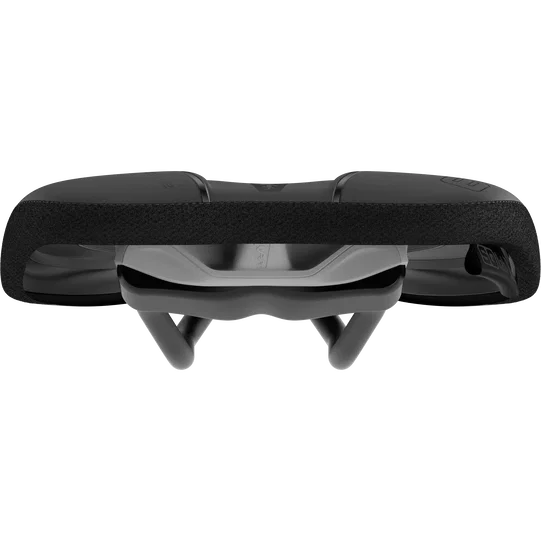 SQlab 614 ERGOWAVE active 2.1 gravel bike saddle in black, front view with active flex technology