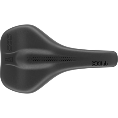 SQlab 602 ERGOLUX active bike saddle in black with ergonomic pressure relief profile