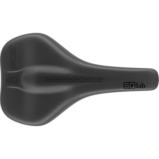 SQlab 602 ERGOLUX active bike saddle in black with ergonomic pressure relief profile