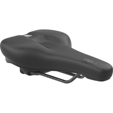 SQlab 602 M-D active 2.1 bicycle saddle in black with central relief channel and CrMo rails