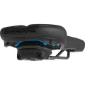 SQlab 602 M-D active 2.1 bike saddle 15cm in black with blue accent, underside view