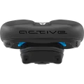 SQlab 602 M-D active 2.1 bike saddle in black and blue with relief channel, front view
