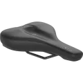 SQlab 601 ERGOLUX bike saddle in black with ergonomic stepped shape and perineal relief channel