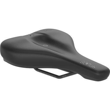 SQlab 601 ERGOLUX bike saddle in black with ergonomic stepped shape and perineal relief channel