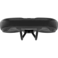 SQlab 601 ERGOLUX® bike saddle 16cm in black, rear view showing stepped profile and twin rails